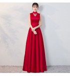 晚裝禮服V領無袖長裙