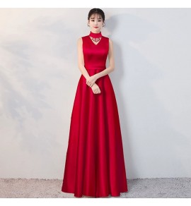 晚裝禮服V領無袖長裙