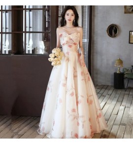 晚裝禮服裙抹胸蝴蝶結長裙