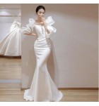 晚裝禮服裙聳肩一字肩魚尾裙