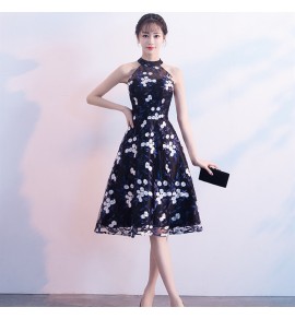 少女禮服裙掛脖中長裙