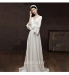 晚裝禮服V領露背宴會長裙