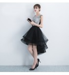 晚裝禮服黑色宴會前短後長裙