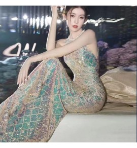 晚裝禮服裙性感掛脖露背魚尾長裙