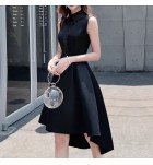 少女禮服裙翻領無袖前短後長裙