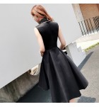少女禮服裙翻領無袖前短後長裙