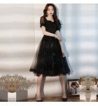 少女禮服裙方領中長裙