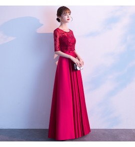 晚裝禮服裙圓領長裙