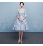 晚裝禮服裙一字肩短裙