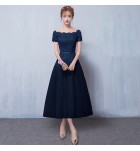 晚裝禮服裙一字肩中裙