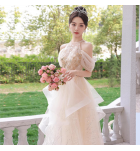 晚裝禮服裙掛脖露肩宴會長裙