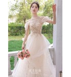 晚裝禮服裙掛脖露肩宴會長裙