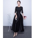 晚裝禮服圓領宴會長裙