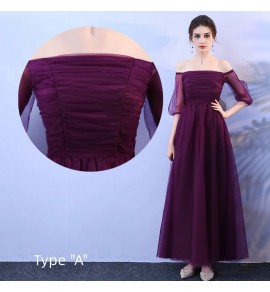 晚裝禮服裙葡萄紫色宴會長裙