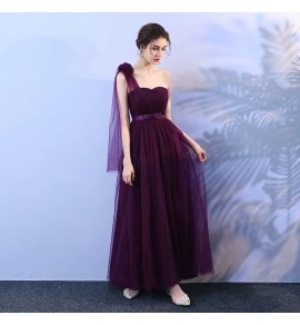 晚裝禮服裙葡萄紫色宴會長裙