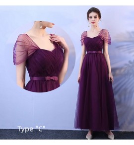 晚裝禮服裙葡萄紫色宴會長裙