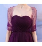 晚裝禮服裙葡萄紫色宴會長裙