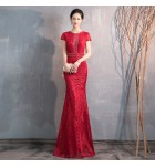晚裝禮服裙性感圓領魚尾長裙