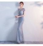 晚裝禮服裙性感圓領魚尾長裙