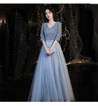 少女禮服裙V領紗裙演出長裙