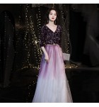 少女禮服裙V領紗裙演出長裙