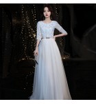 少女禮服裙V領紗裙演出長裙