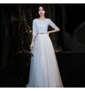 少女禮服裙V領紗裙演出長裙