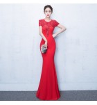 少女禮服裙圓領亮片魚尾長裙