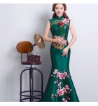 晚裝禮服性感鏤空繡花長裙