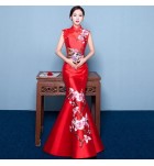 晚裝禮服性感鏤空繡花長裙