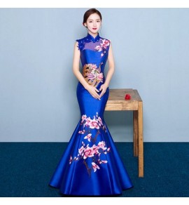 晚裝禮服性感鏤空繡花長裙