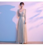女裝禮服裙V領中袖合唱團演出長裙