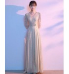 女裝禮服裙V領中袖合唱團演出長裙