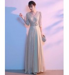 女裝禮服裙V領中袖合唱團演出長裙