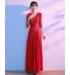 女裝禮服裙V領中袖合唱團演出長裙