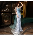 晚裝禮服裙抹胸露背魚尾長裙