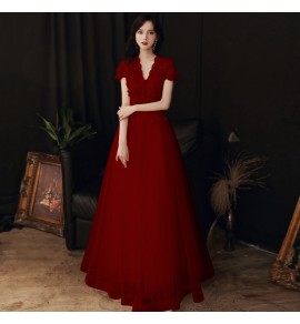 晚裝禮服裙深V領長裙