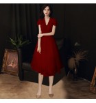 晚裝禮服裙深V領中長裙