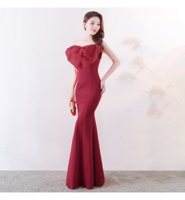 少女禮服裙抹胸露背魚尾長裙