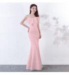 少女禮服裙抹胸露背魚尾長裙