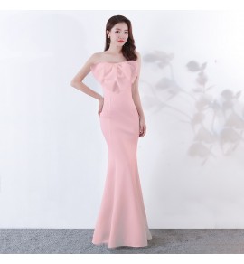少女禮服裙抹胸露背魚尾長裙