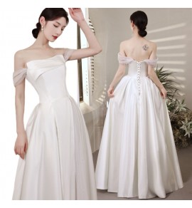 少女禮服裙一字肩長裙