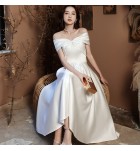 女裝禮服裙一字肩中長裙