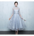 女裝禮服裙透視網紗立領中裙