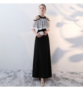 少女禮服裙性感露肩掛脖長裙 
