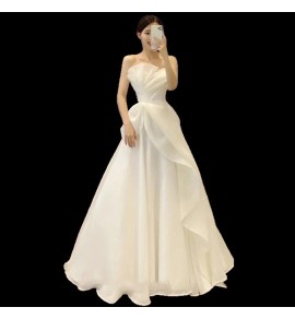 婚紗禮服裙抹胸荷葉邊長裙