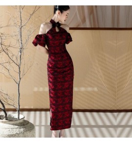 女裝禮服裙掛脖露背長裙
