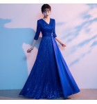 女裝禮服裙V領中袖合唱團演出長裙