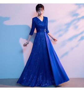女裝禮服裙V領中袖合唱團演出長裙