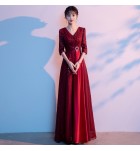 女裝禮服裙V領中袖合唱團演出長裙